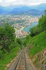 Fototapeta na wymiar South Switzerland: The Cable Car to mount San Salvadore at Lugano -City