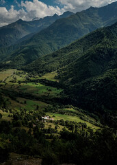 Fototapeta premium A mountainous region and a few village in Georgia.