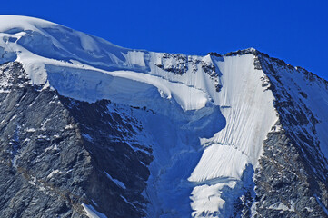 Swiss alps: The Piz Palü glacier at Bernina group mountains near Pontresina in the upper Engadin
