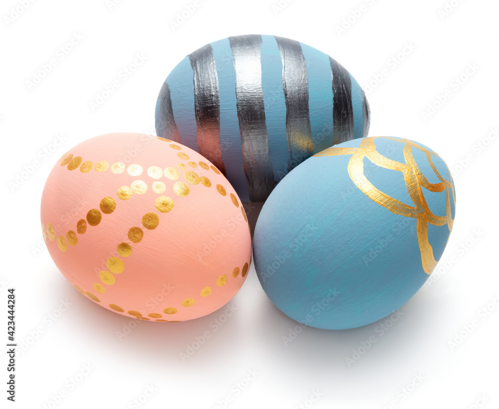 Wall mural traditional painted Easter eggs isolated on white background