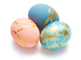 traditional painted Easter eggs isolated on white background
