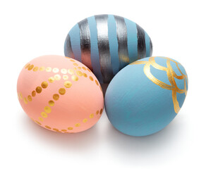 Obraz premium traditional painted Easter eggs isolated on white background