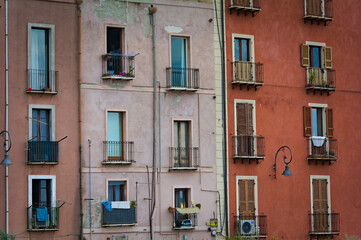 Fototapeta na wymiar Streets and Balconies of Cagliari, Sardinia, Italy