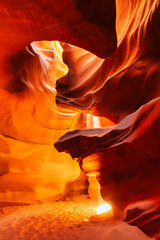 A vertical shot of slick rock formations in Antelope Canyon, Arizona USA © emotionpicture