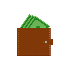 Wallet with money icon. Vector illustration.