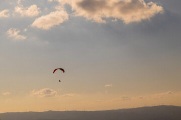 Dramatic paragliding duo with beautiful scenery