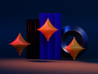 Fototapeta premium Geometric composition of different objects, 3D rendering