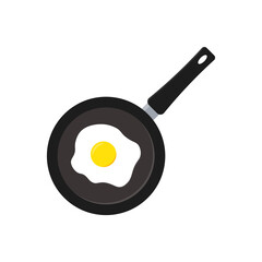 Fried egg in a frying pan icon. Vector illustration.