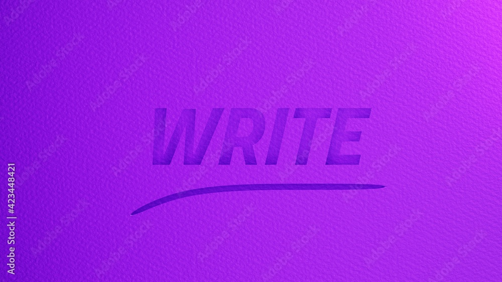 Fototapete write lettering in paper texture. 3d illustration background with copy space