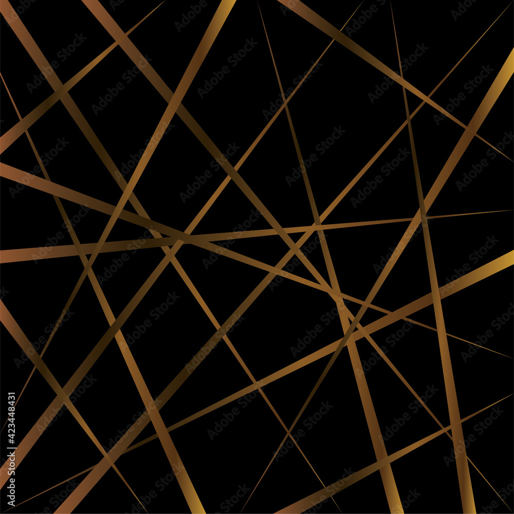 Poster abstract of random stripe pattern. design futuristic gold on black background. design print for illu