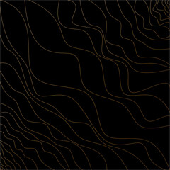 Abstract of diagonal spline pattern. Design wavy gold on black background. Design print for illustration, texture, wallpaper, background.