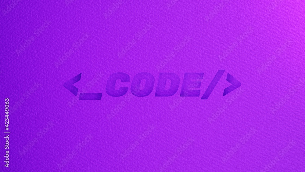 Fototapete code lettering in paper texture. 3d illustration background `with copy space
