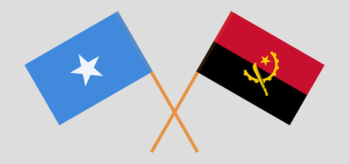 Crossed flags of Somalia and Angola. Official colors. Correct proportion