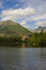 Fototapeta na wymiar Picturesque mountain lake and a top tourist destination in the High Tatras of Slovakia
