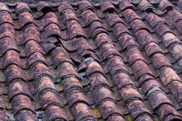 Portuguese colonial tiled roof close-up