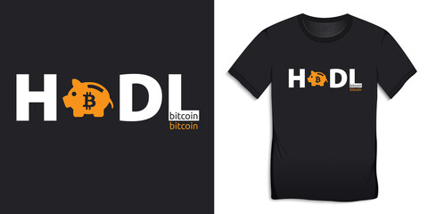 Bitcoin hodl pig, design t-shirts vector
