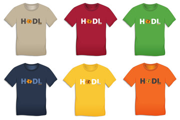 Bitcoin hodl pig, multicolor collection of t-shirt designs vector
