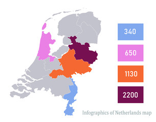 Infographics of Netherlands map, individual region vector