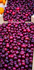 fresh cherries at a market 