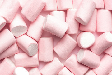 Fototapeta na wymiar mini pink and white marshmallows