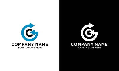 letter g simple curves arrow logo vector