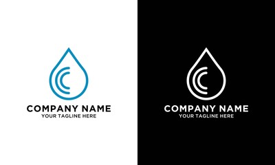 Water drop Logo vector Linear. Blue Droplet lines aqua icon