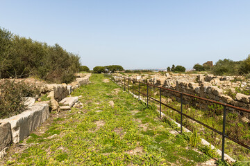 Fototapeta na wymiar Panoramic Views of The Archaeological Area of Megara Iblea in Province of Syracuse, Sicily, Italy.