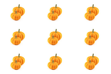 set of pumpkins orange autumn and halloween symbol on isolated white background