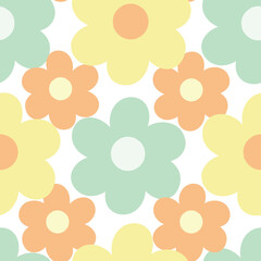 Large Floral Repeat pattern design with Yellow Aqua Orange