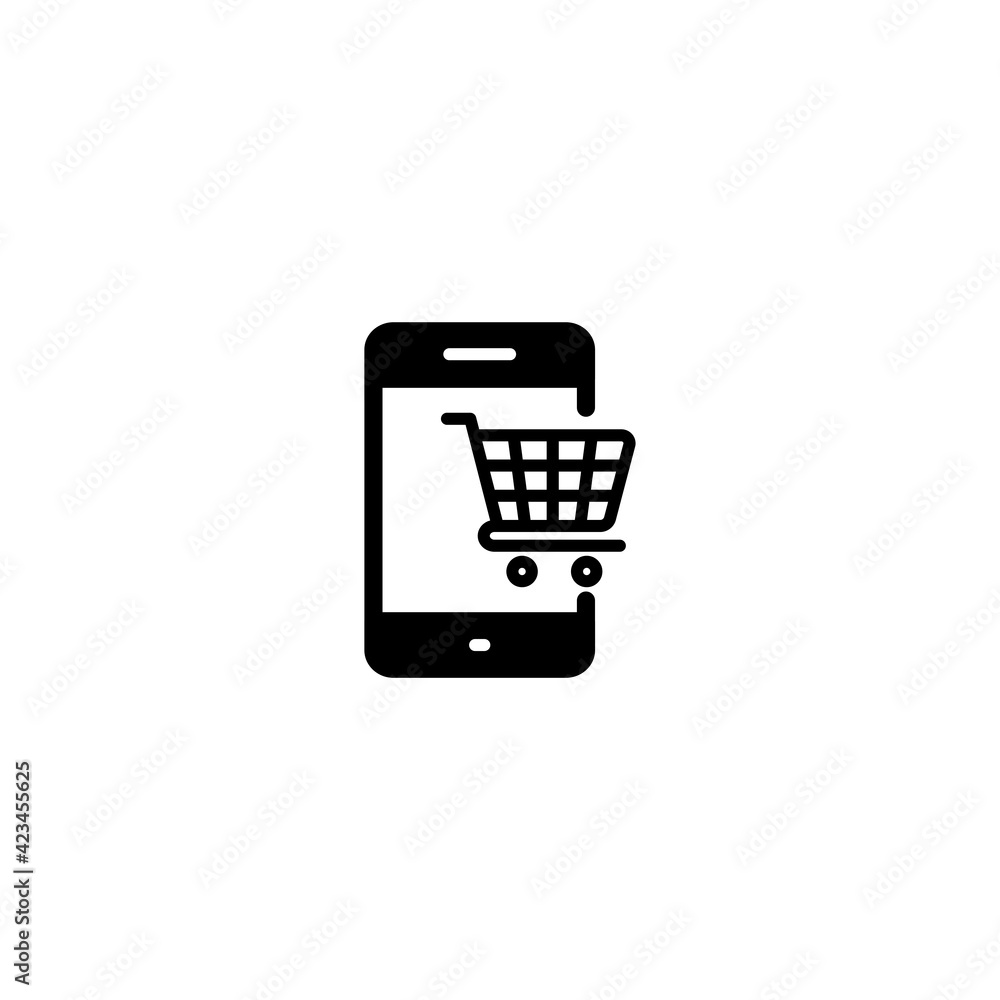 Poster smartphone with cart icon vector for web, computer and mobile app