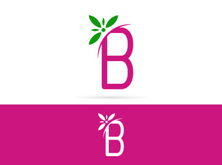 Letter B flower logo design. Vector combination of floral and letter