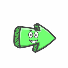 Cute Arrow Character Mascot Flat Cartoon Emoticon Vector Design Illustration