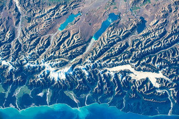 The beauty of New Zealand with snow-capped mountains. Digital Enhancement. Elements of this image furnished by NASA © TOimages