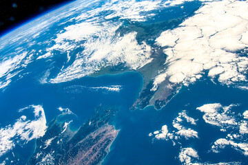 The beauty of New Zealand seen from space. Digital Enhancement. Elements of this image furnished by NASA