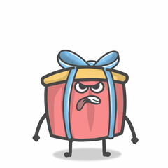 Cute Gift Character Mascot Flat Cartoon Emoticon Vector Design Illustration
