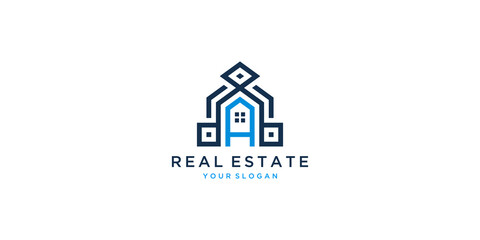 Letter a house logo design template inspiration