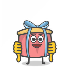 Cute Gift Character Mascot Flat Cartoon Emoticon Vector Design Illustration