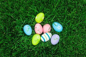 easter eggs in grass