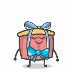 Cute Gift Character Mascot Flat Cartoon Emoticon Vector Design Illustration