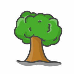 Cute Tree Character Mascot Flat Cartoon Emoticon Vector Design Illustration