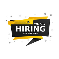 Hiring recruitment social media post design. Badge job vacancy template on white background. Modern vector illustration