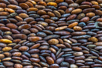 close up of a piled stone on the wall