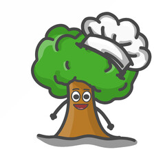 Cute Tree Character Mascot Flat Cartoon Emoticon Vector Design Illustration