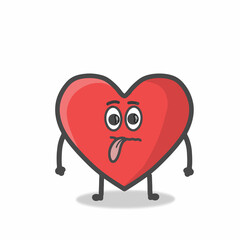 Cute Heart Character Mascot Flat Cartoon Emoticon Vector Design Illustration