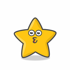 Cute Star Character Mascot Flat Cartoon Emoticon Vector Design Illustration