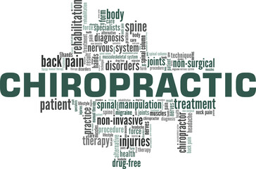 Chiropractic vector illustration word cloud isolated on a white background.