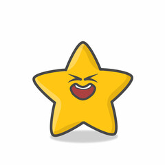 Cute Star Character Mascot Flat Cartoon Emoticon Vector Design Illustration