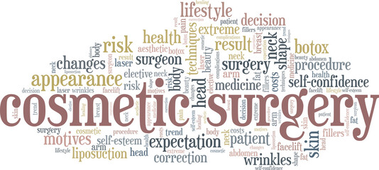 Cosmetic surgery vector illustration word cloud isolated on a white background.