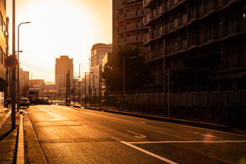 福岡市夕方の街角