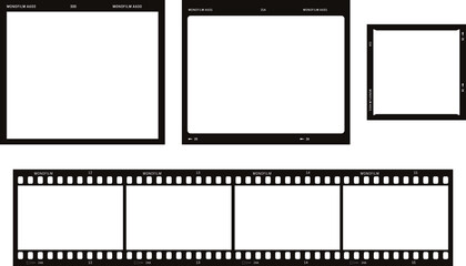 Photo and movie film blank frame illustrations set. - obrazy, fototapety, plakaty